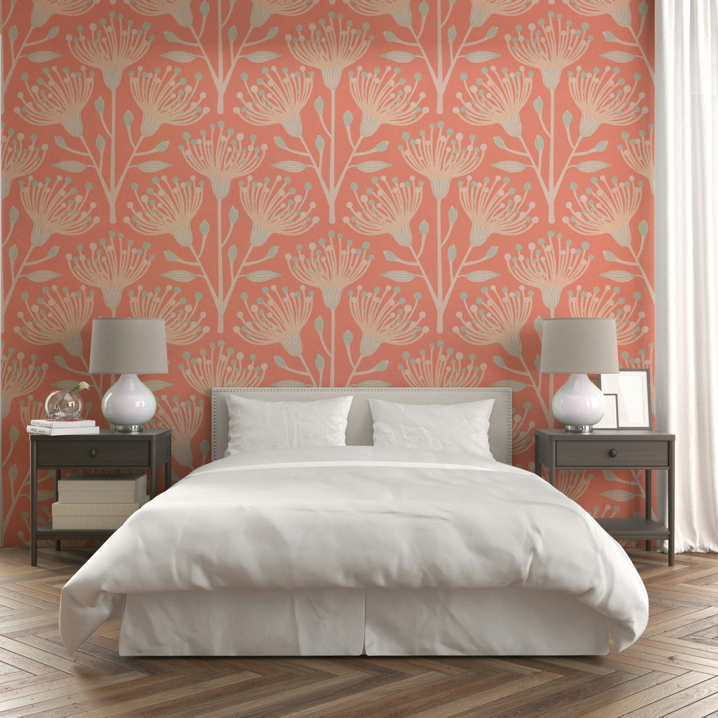 The background of the design is a warm apricot orange. GD2791

