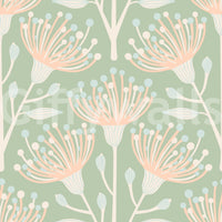The Eucalyptus Floral mural gives the space a natural and quiet touch.

