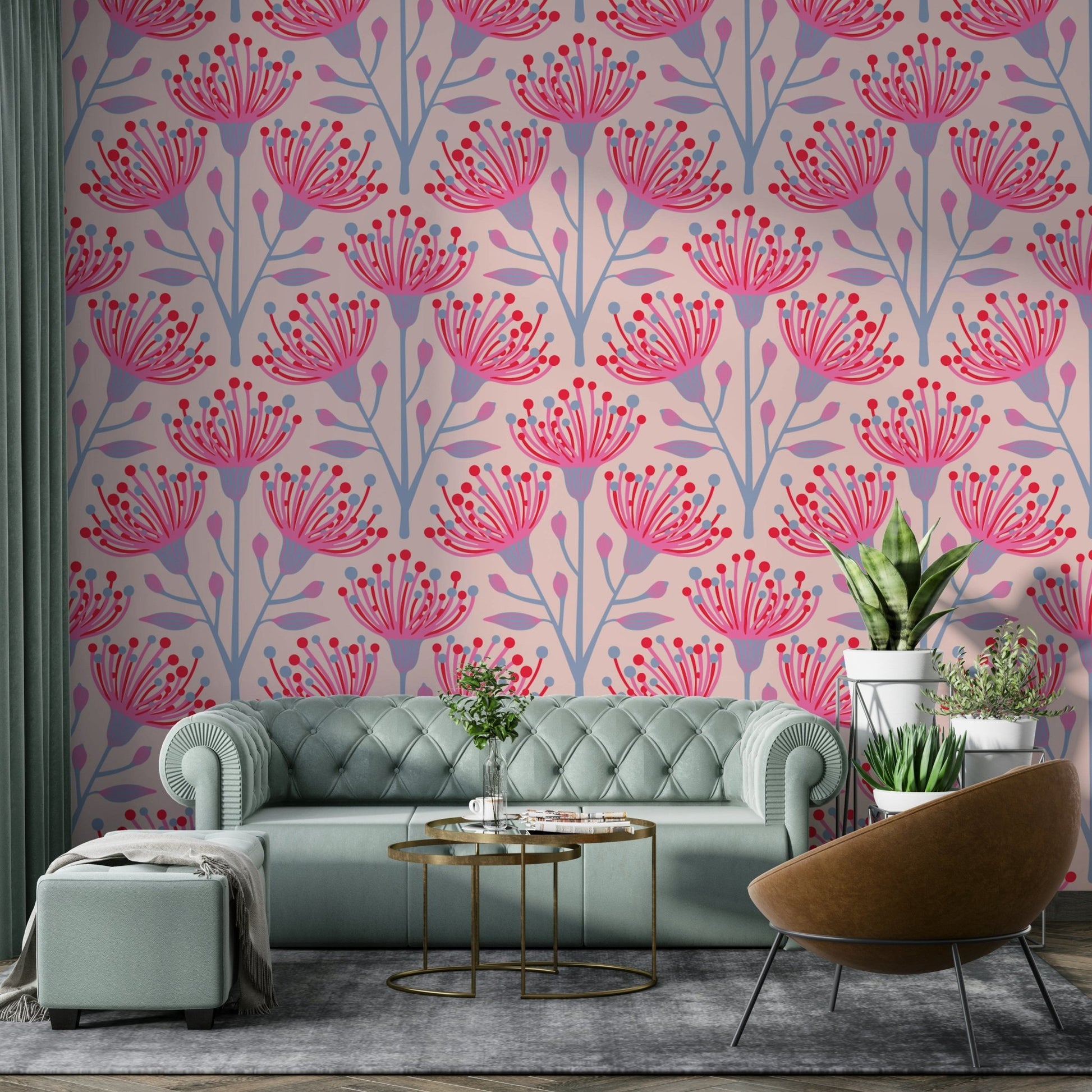 The wallpaper is applied seamlessly, without visible joins.

