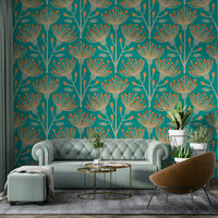 The image shows a peaceful, natural scene with eucalyptus leaves.

