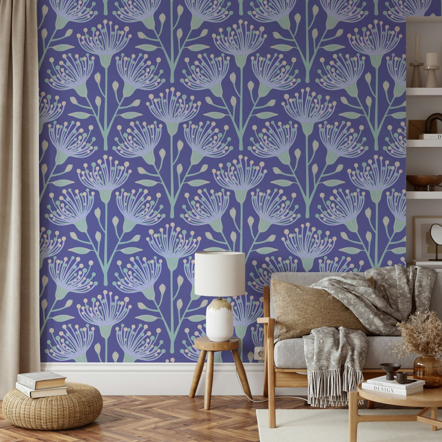 A close-up view of the eucalyptus leaves and floral details.

