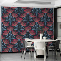A wall mural of a peaceful botanical pattern.

