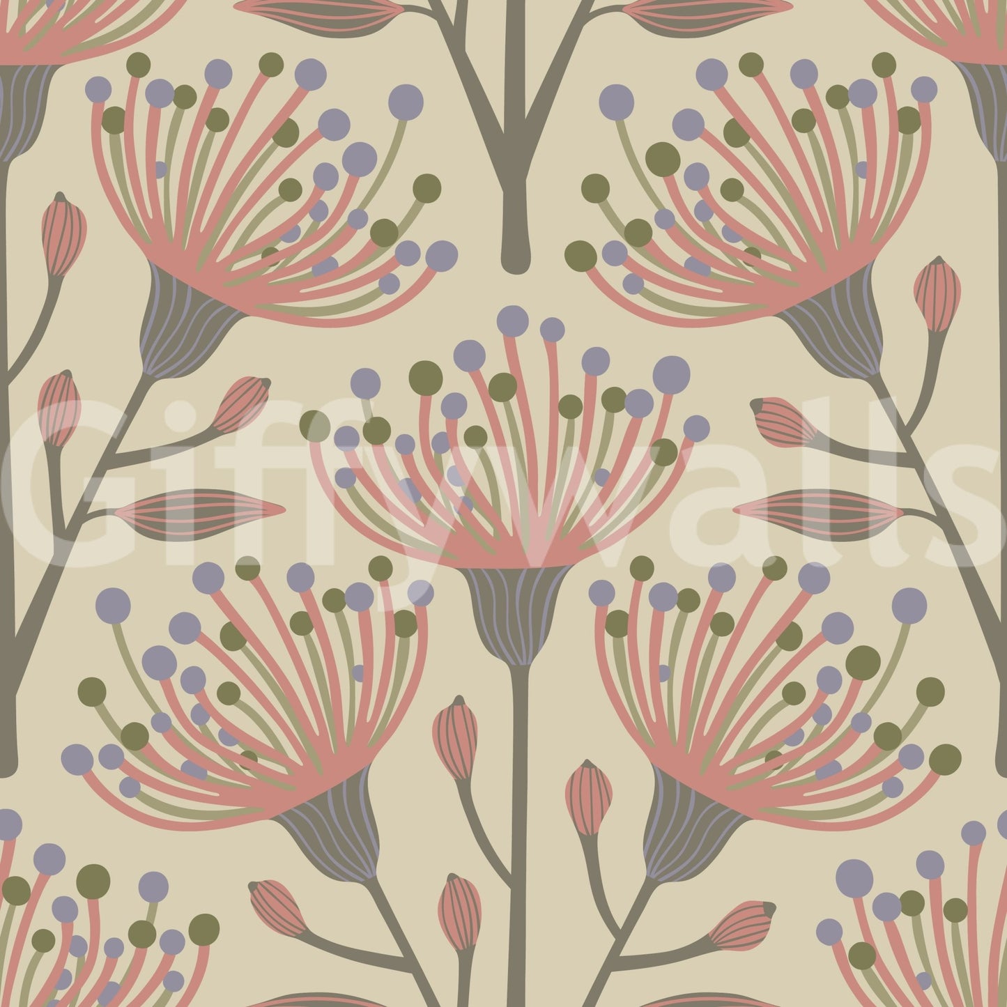The Eucalyptus Floral mural gives the space a natural, quiet touch.

