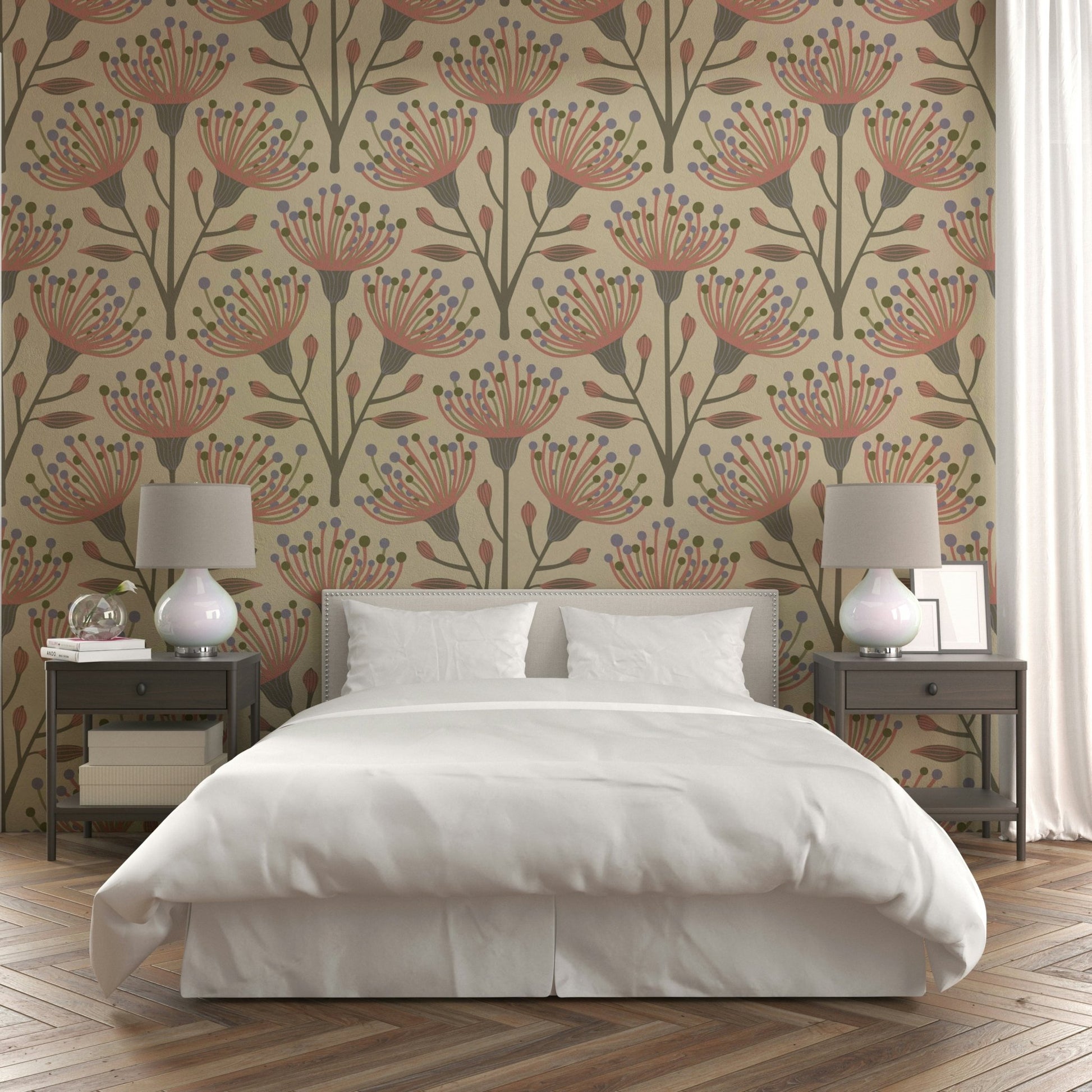 The pattern has a modern and serene feel.

