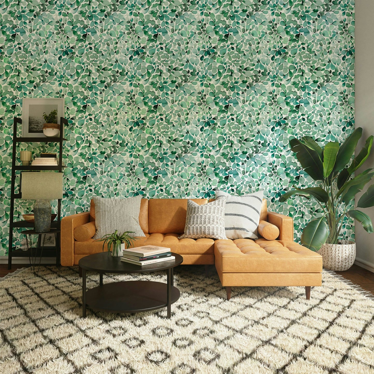 Watercolor foliage wall design

