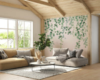 Greenery and blush mural wallpaper

