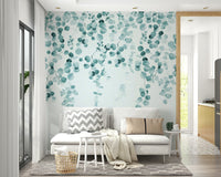 Botanical eucalyptus teal wallpaper

