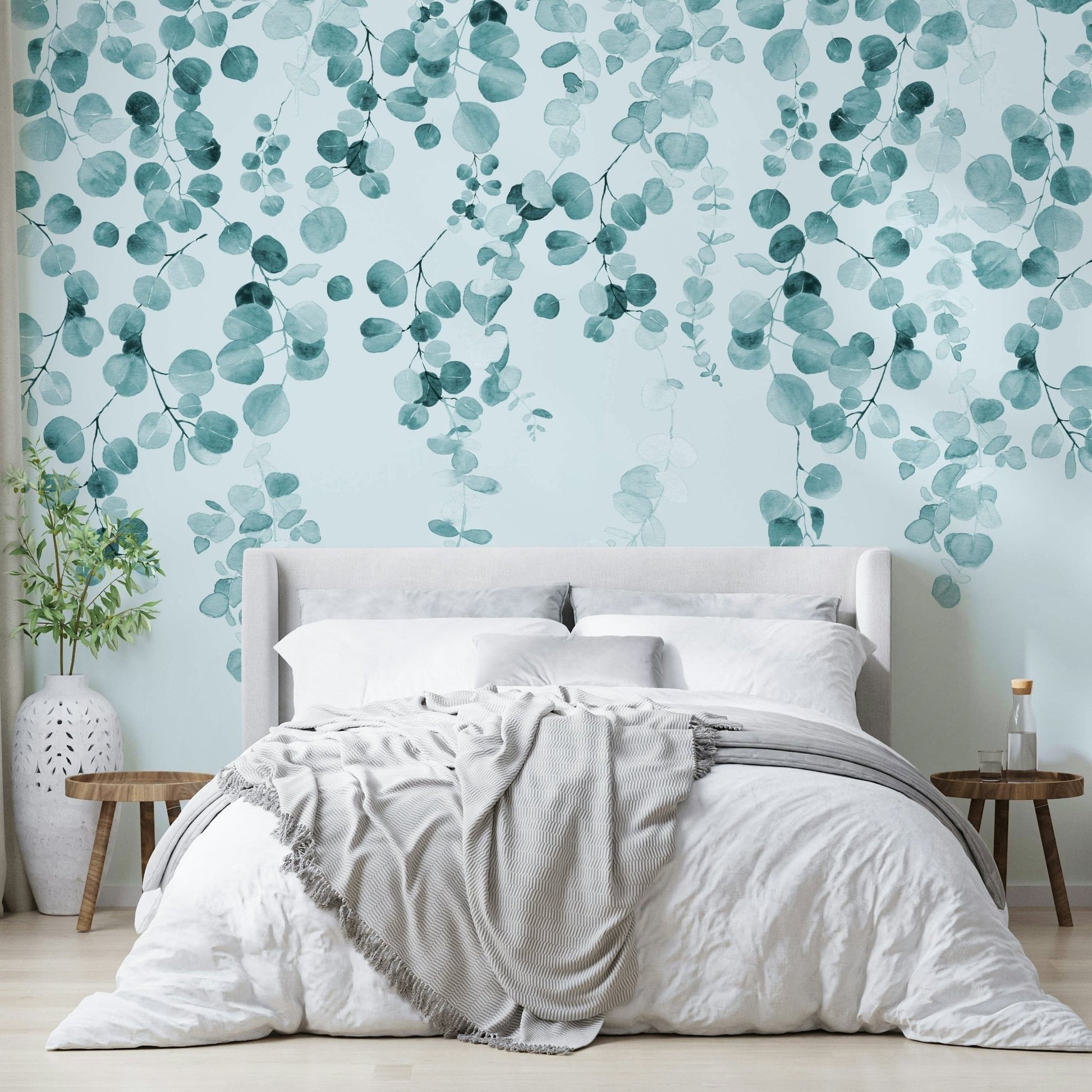 Watercolor eucalyptus teal design

