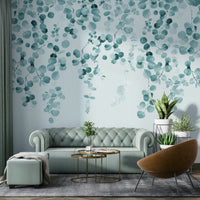 Teal eucalyptus watercolor wallpaper

