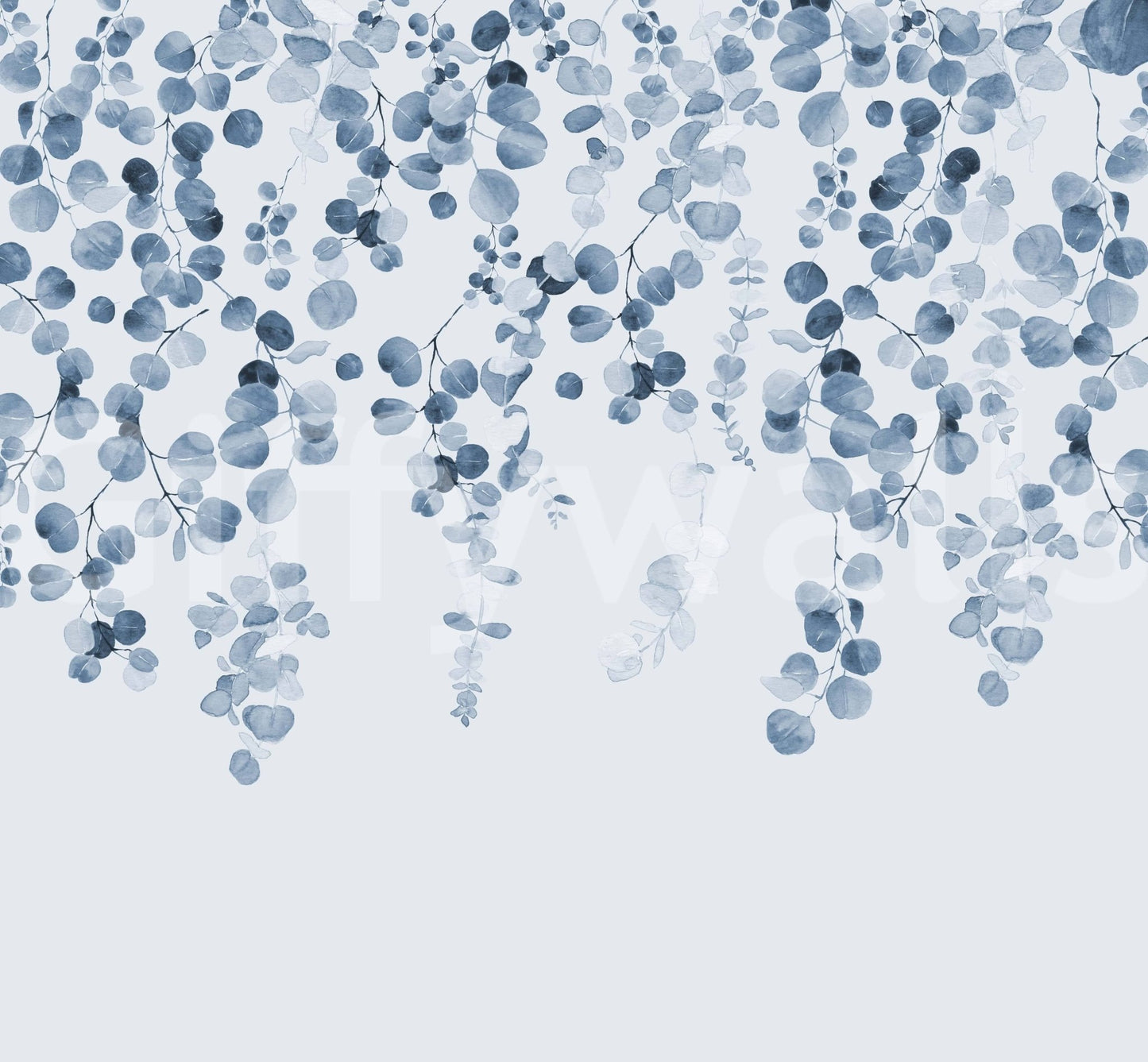 Elegant eucalyptus leaf blue print

