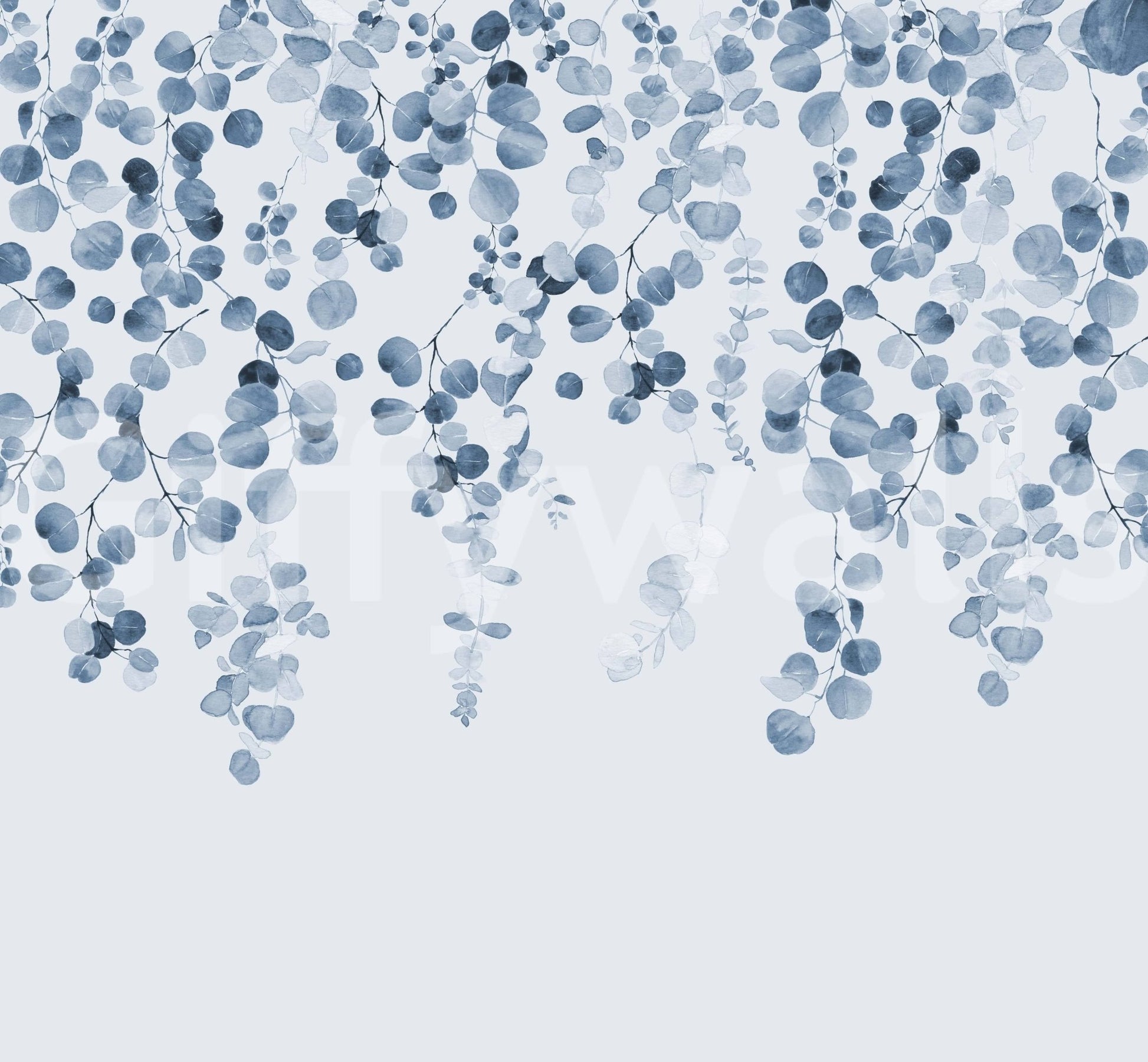 Elegant eucalyptus leaf blue print

