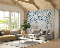 Light blue eucalyptus leaves mural


