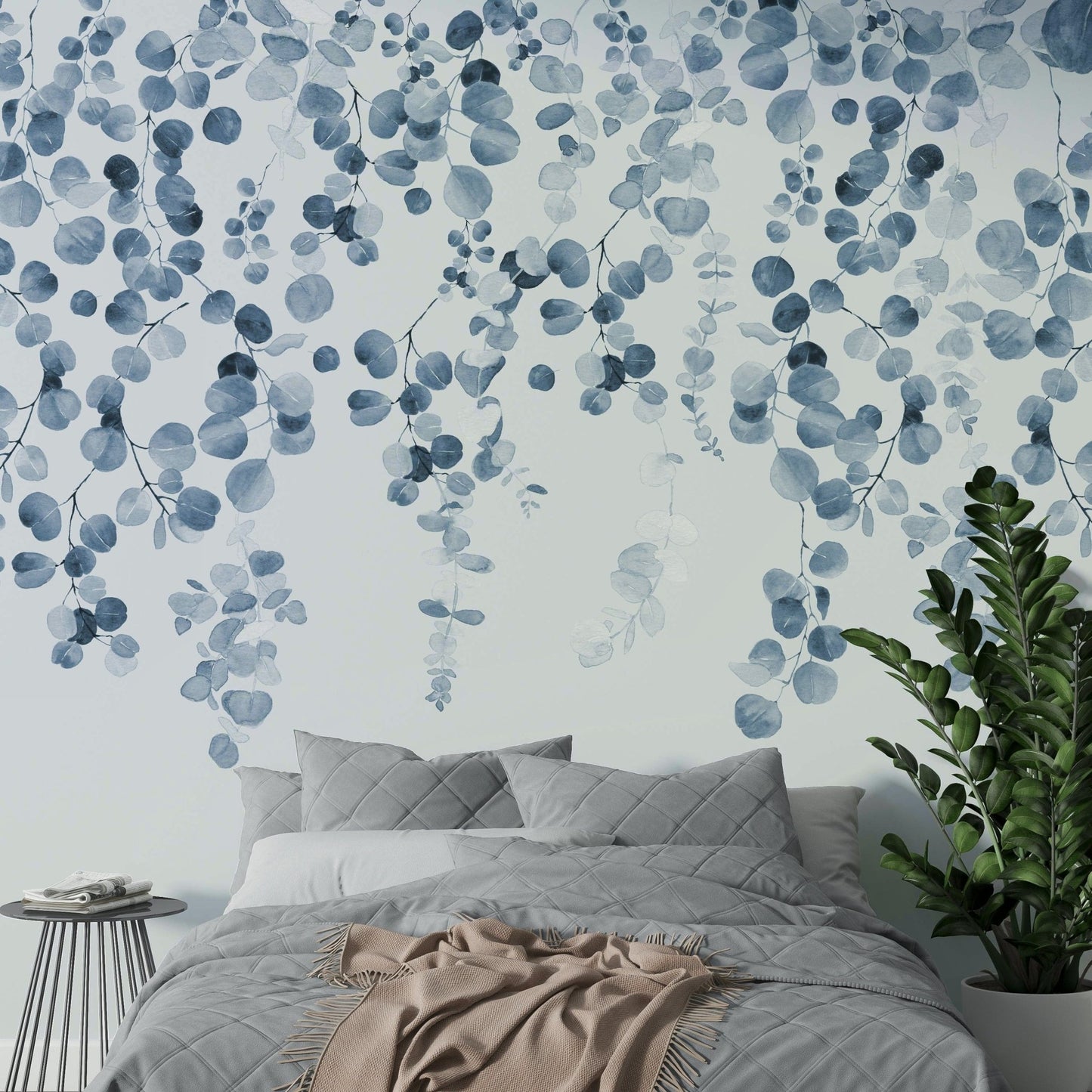 Blue toned foliage eucalyptus mural

