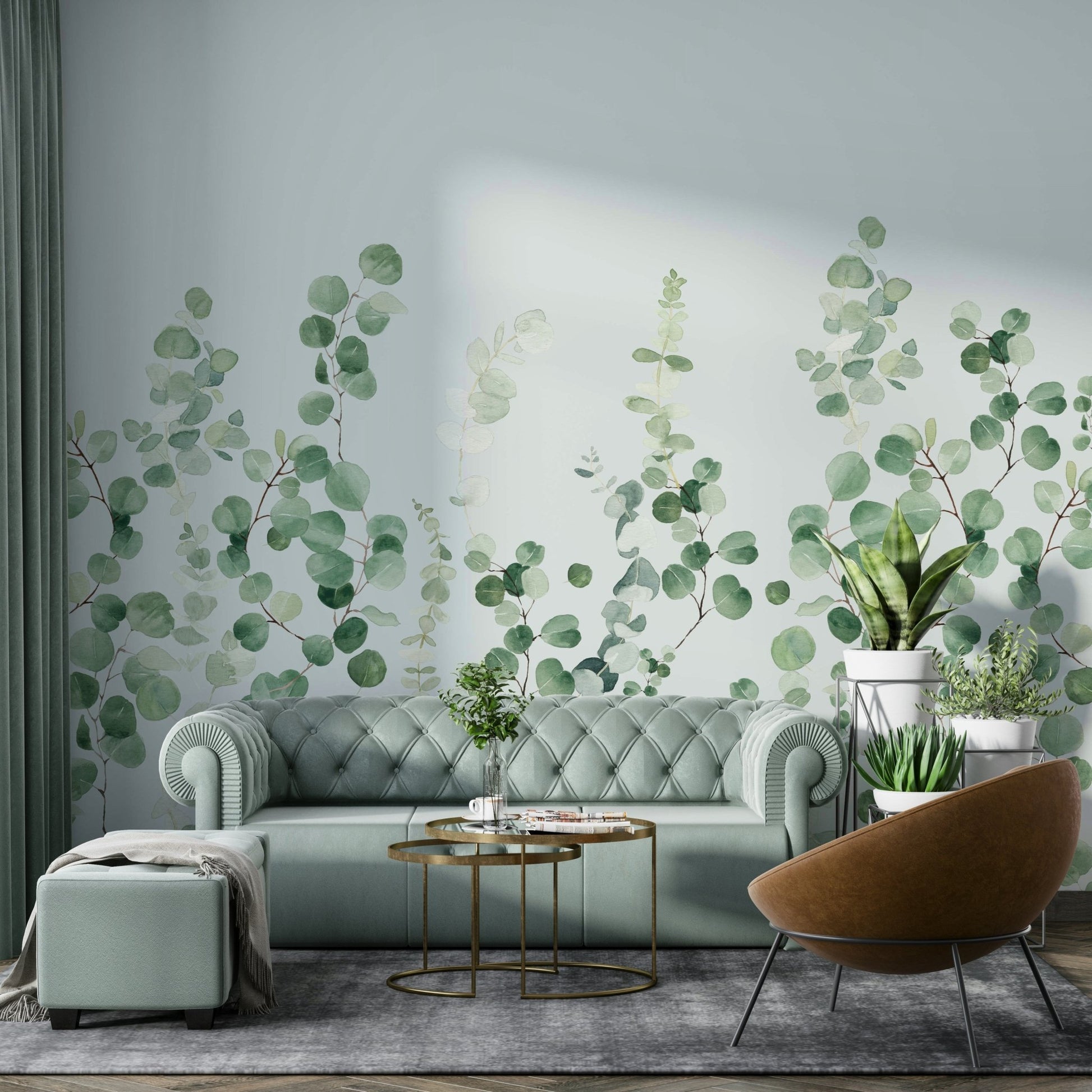 Soft botanical eucalyptus wall print

