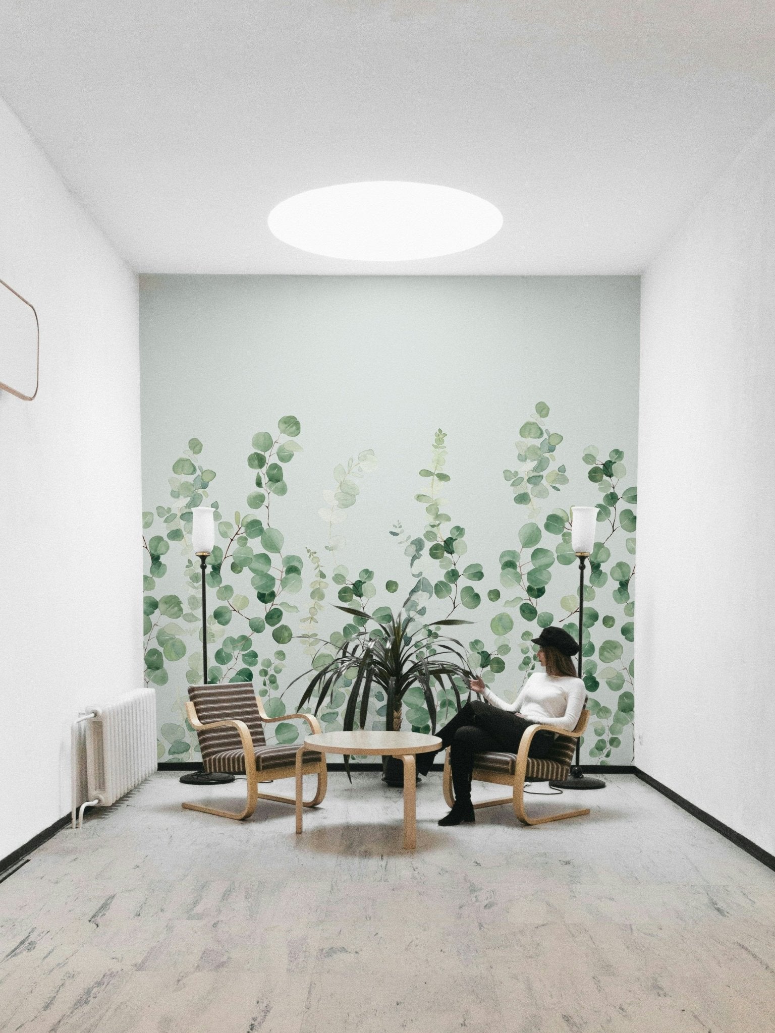 Watercolor eucalyptus leaf wallpaper

