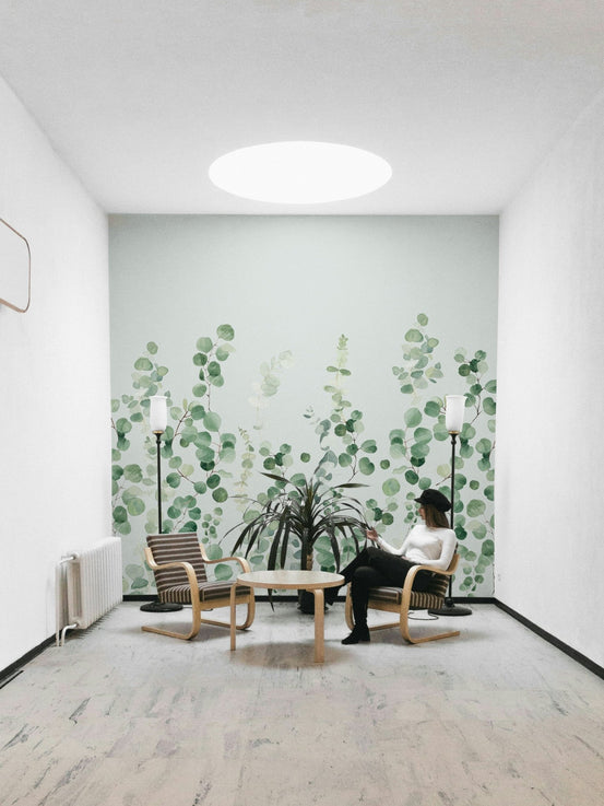 Watercolor eucalyptus leaf wallpaper GD367

