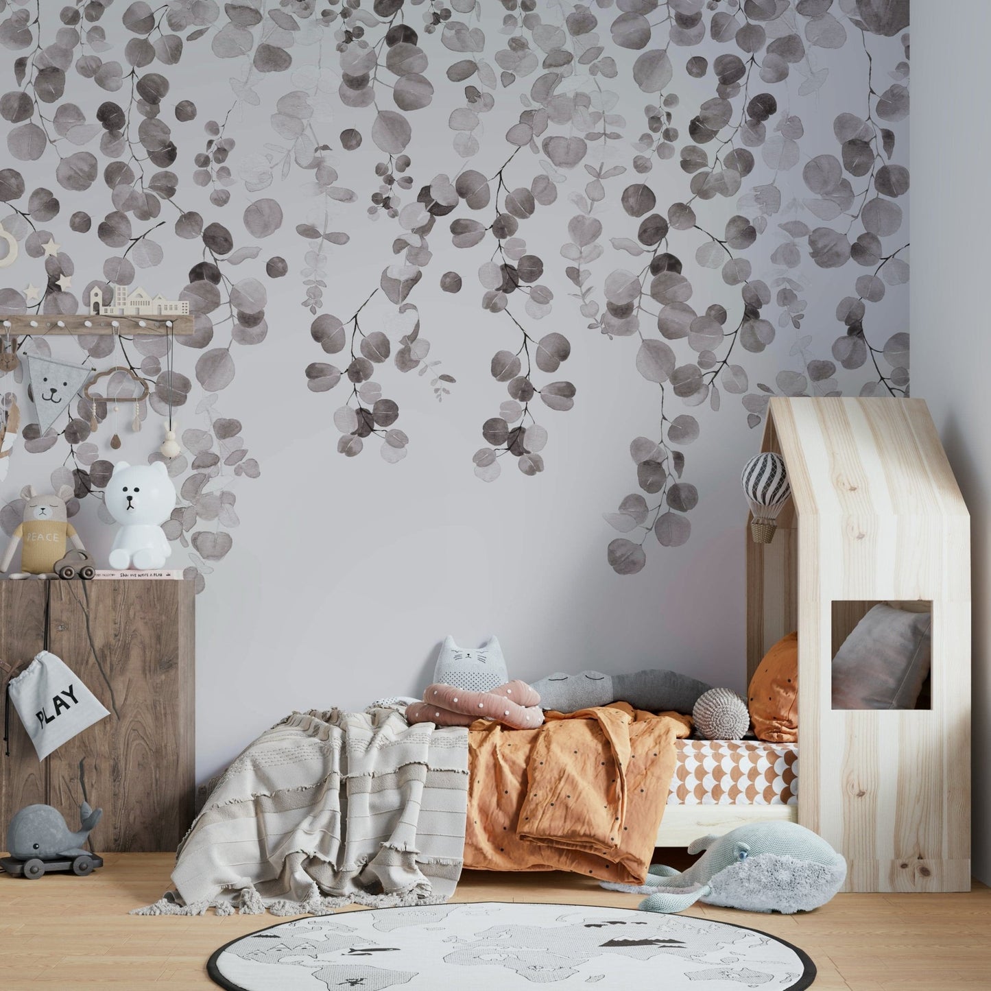 Beige and brown eucalyptus design

