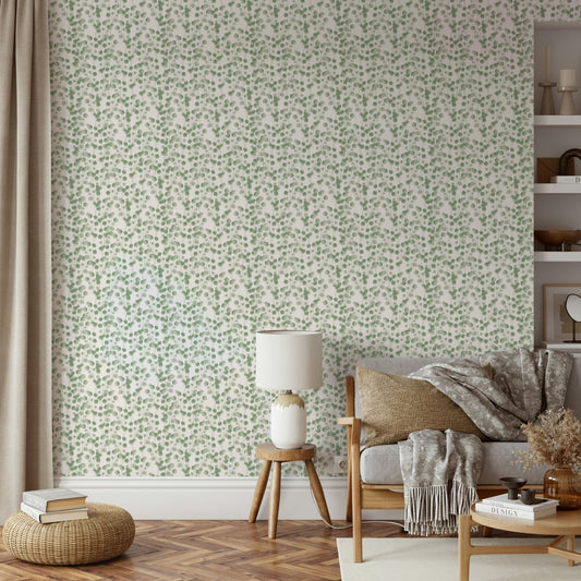 A beautiful serene eucalyptus wallpaper mural.

