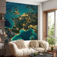 Contemporary geography wallpaper for a feature wall mural.