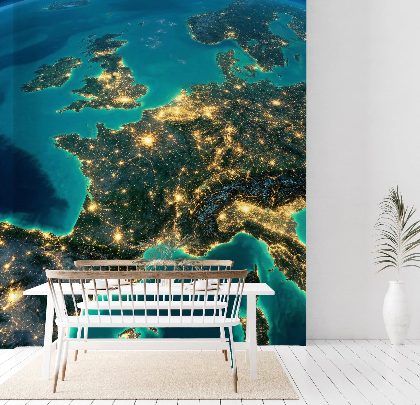 Detailed aerial view of European cities wallpaper wall mural.