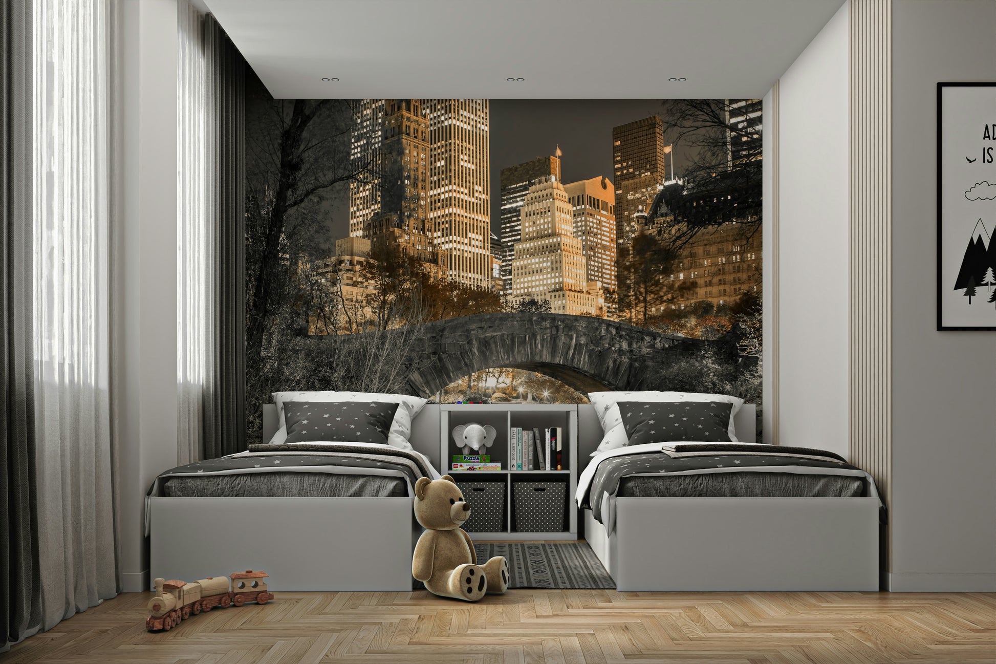 Central Park Evening Mural for Home Decor