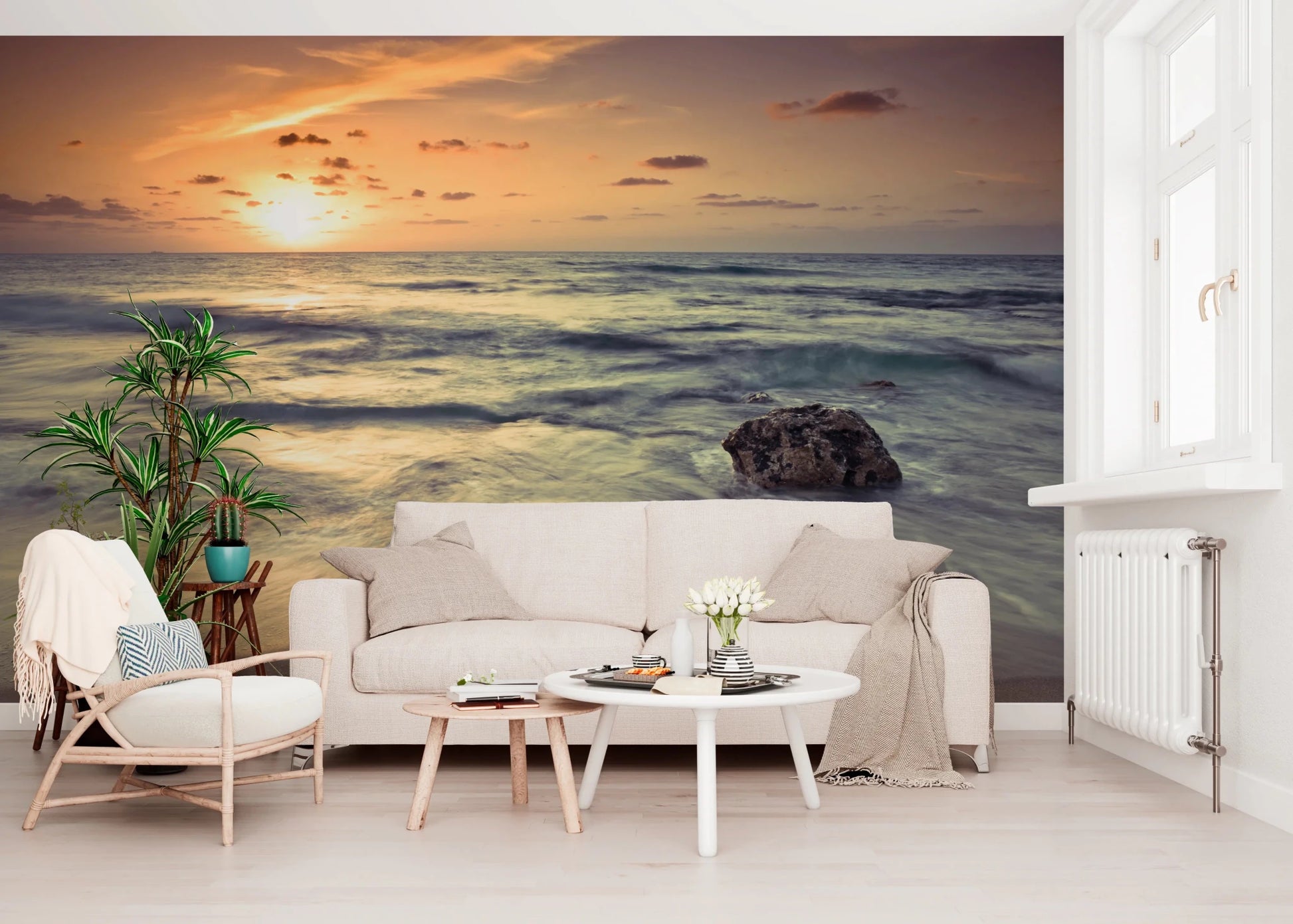 Calm coastal scene in Evening Reverie wall mural