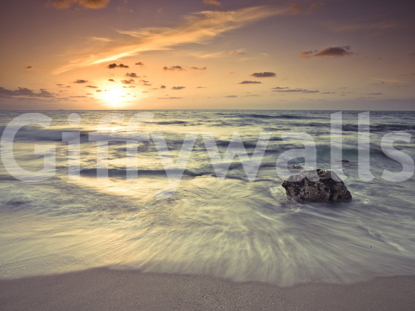 Soft waves reflect light in Evening Reverie wall mural