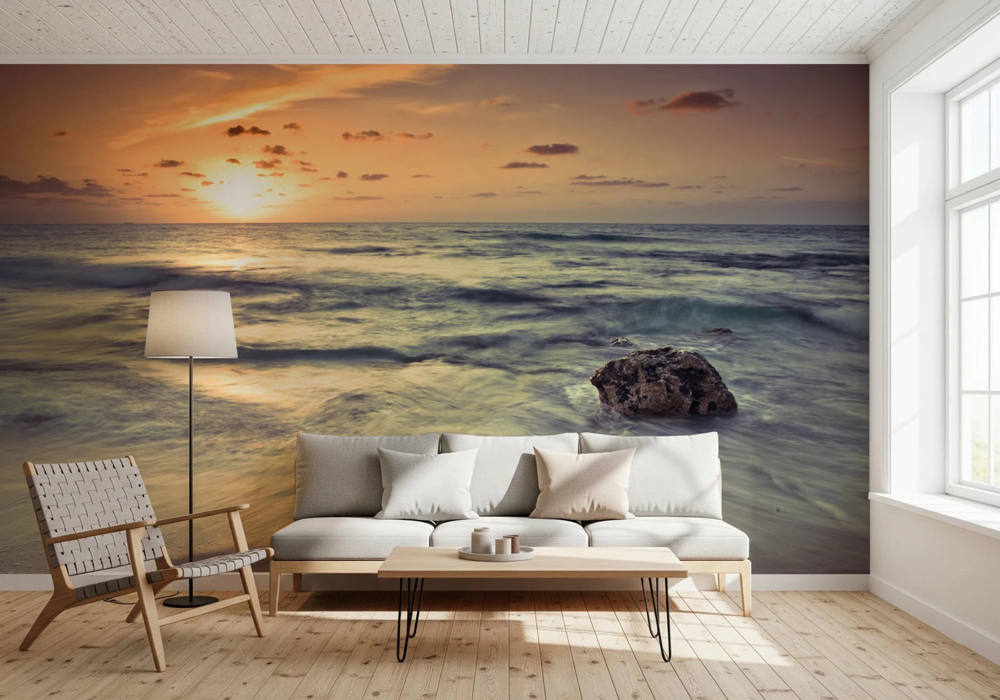 Hallway space with Evening Reverie wall mural coastal view