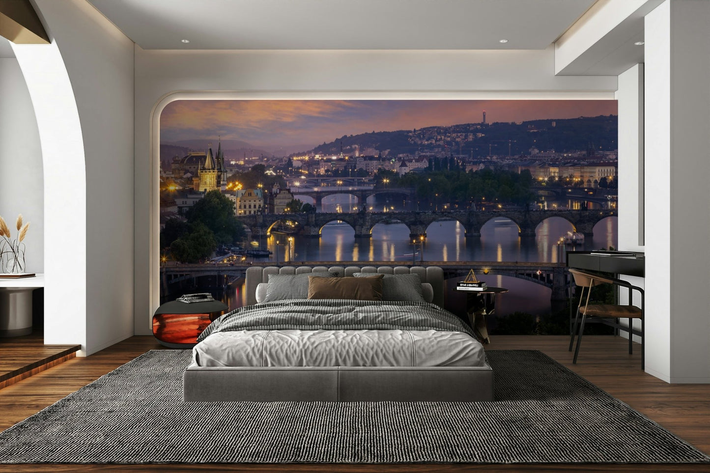 Prague bridges mural for lounge or hallway

