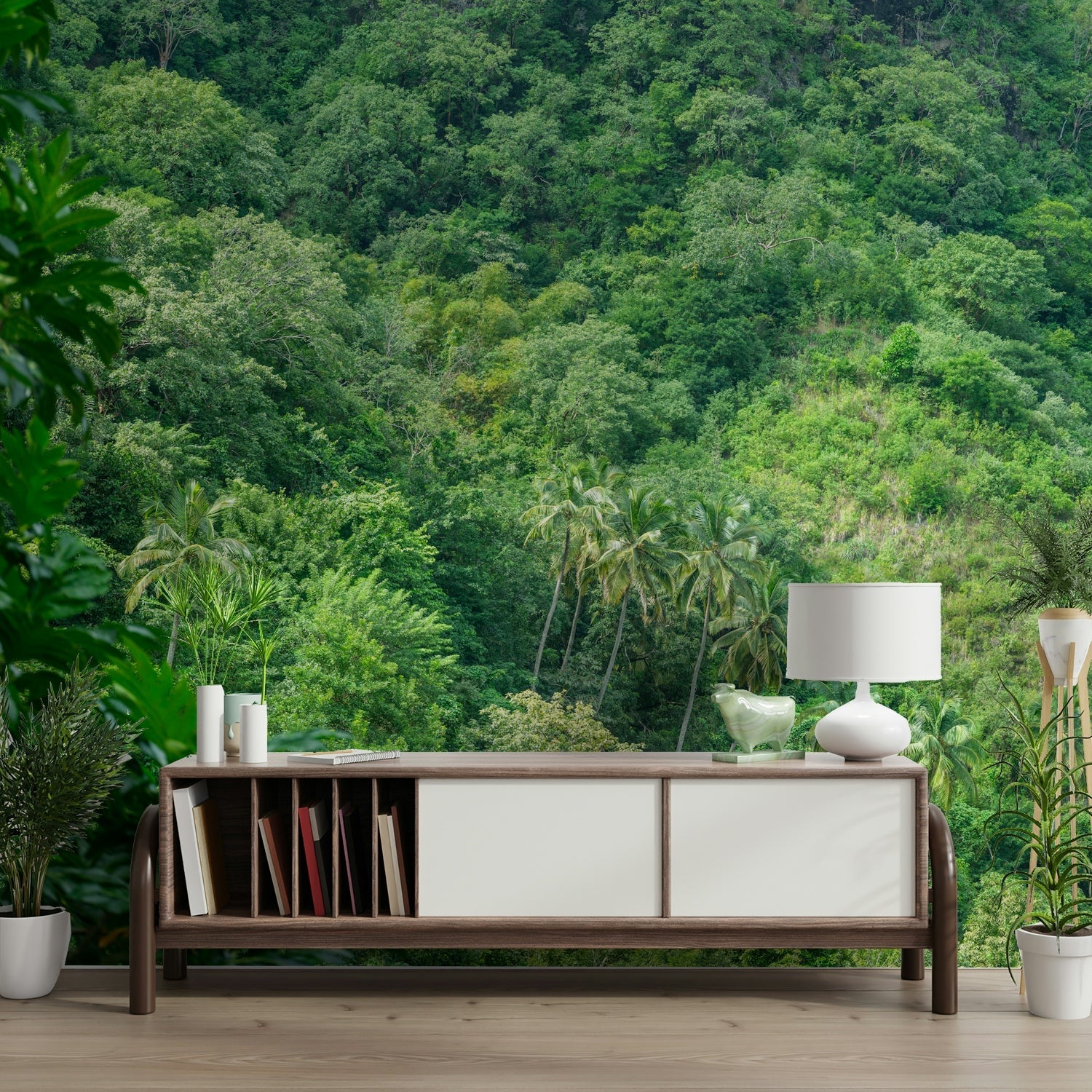 Dense tree landscape mural
