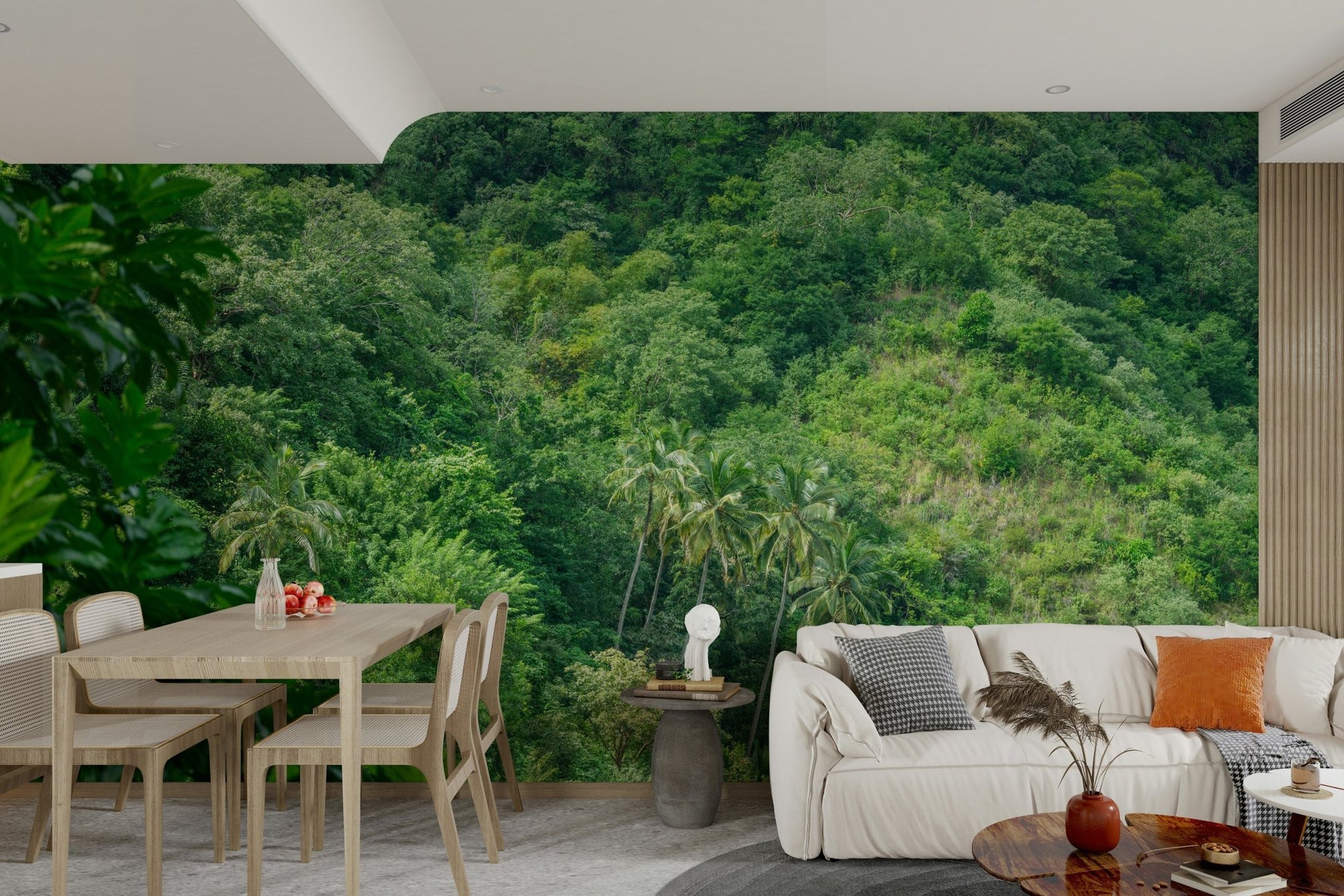 Vibrant green plant mural
