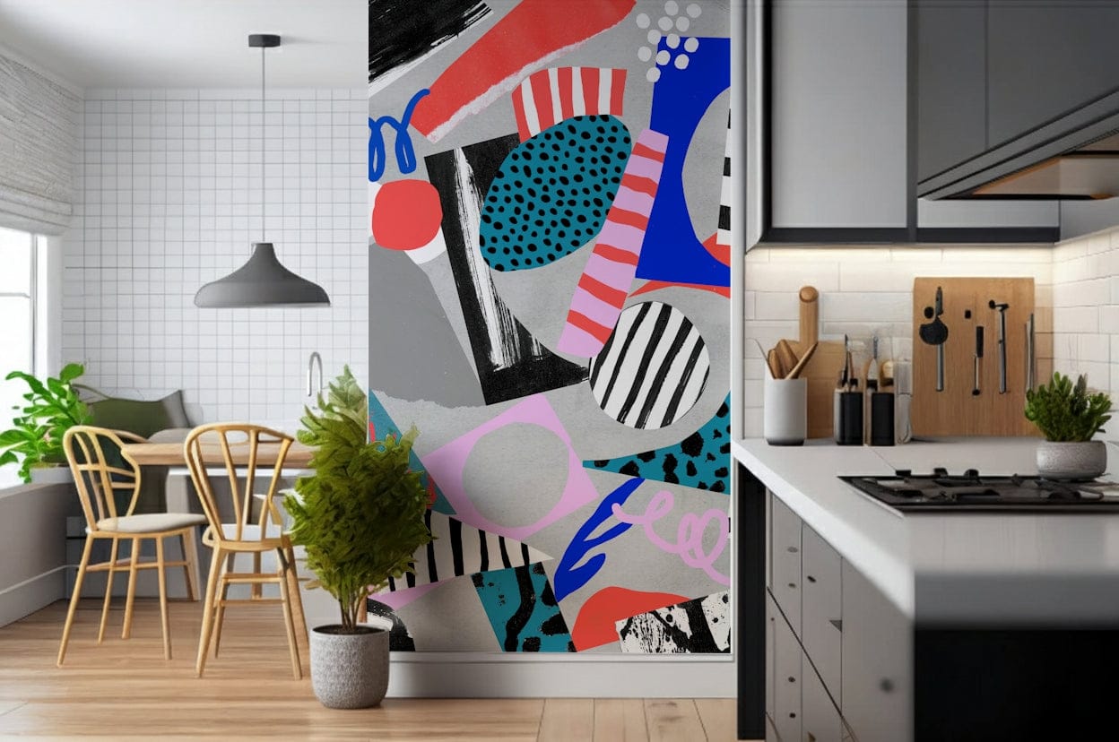 An artistic soft focus mural on minimalist wallpaper.