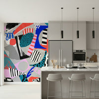 An artistic minimalist form mural for home decor.