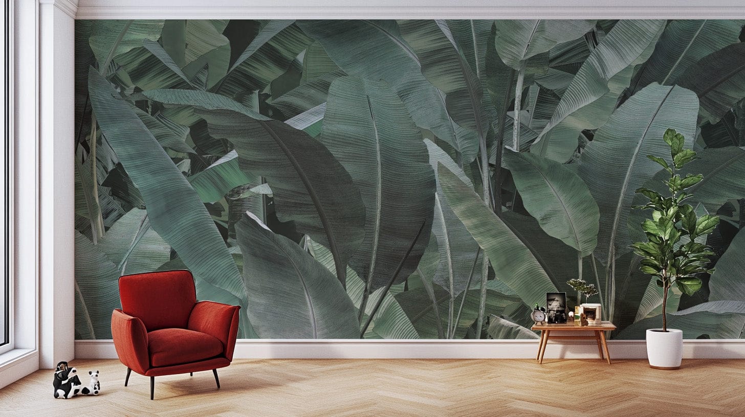 Botanical banana leaves wallpaper texture
