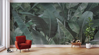 Botanical banana leaves wallpaper texture
