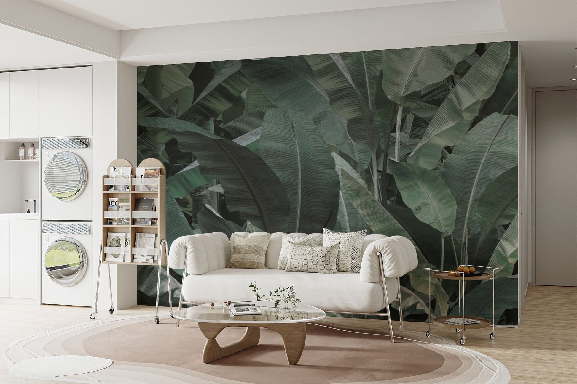 Stylish banana leaf pattern wallpaper
