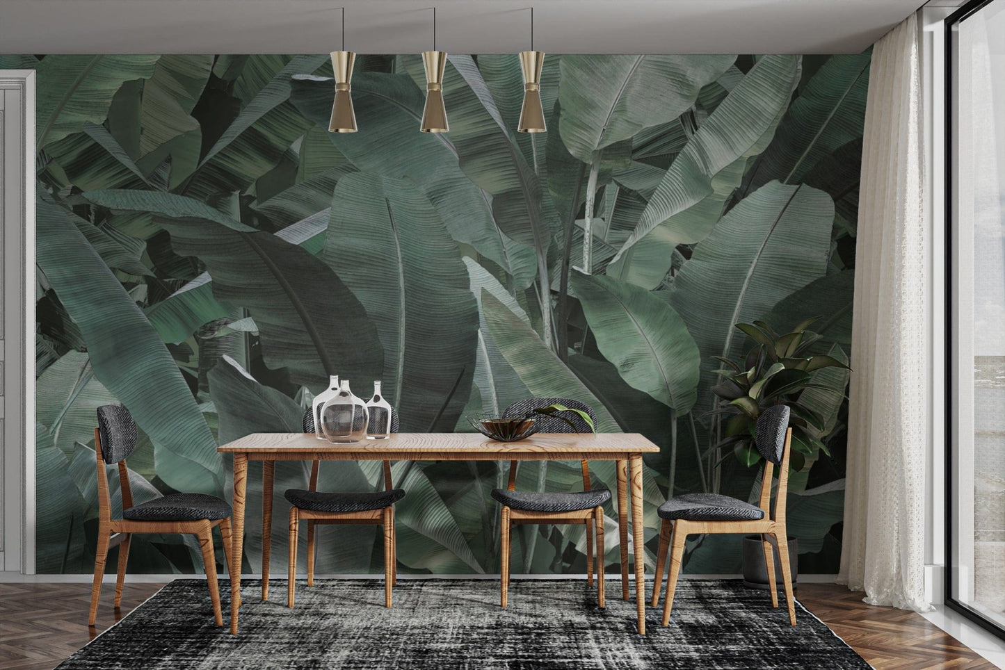 Vibrant tropical banana leaf wall print
