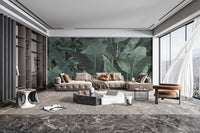 Nature-themed banana leaves wallpaper