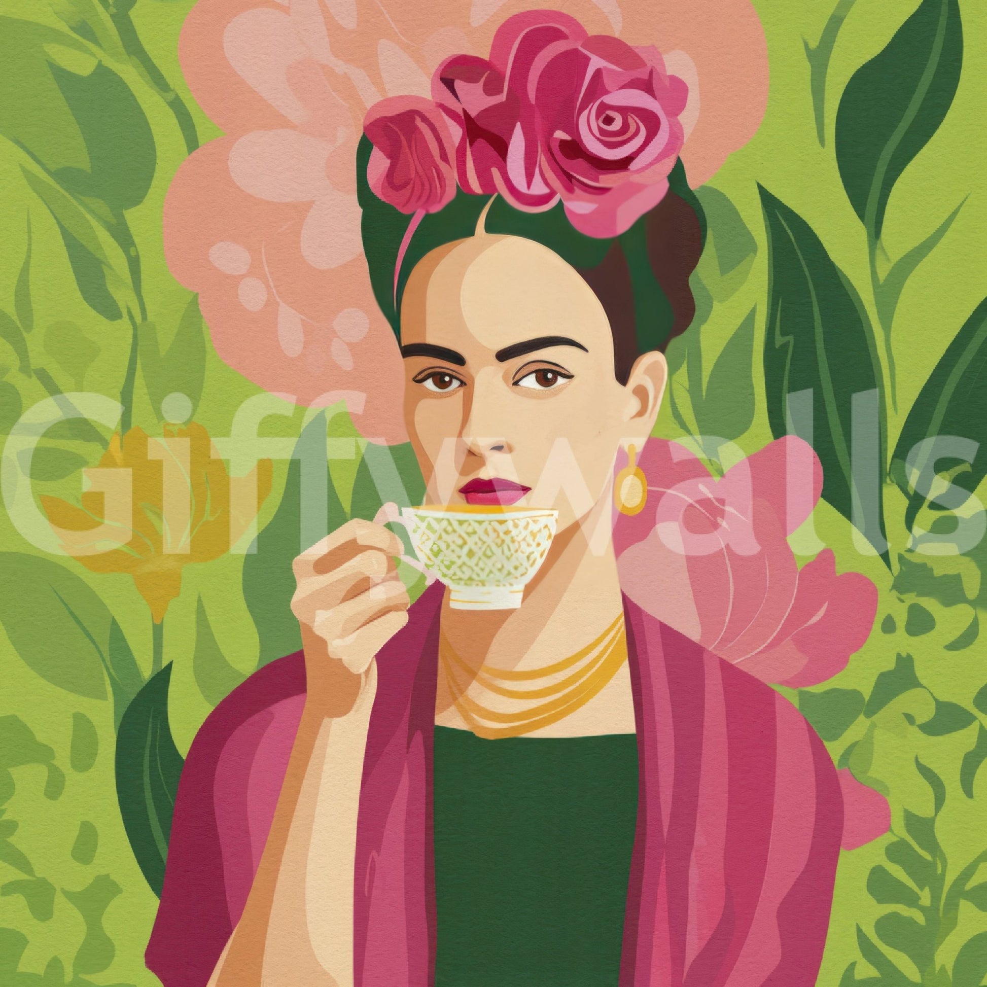 Wall mural celebrating nature, heritage, and feminine beauty, GD2131