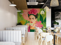Wall mural featuring woman with bold botanical surroundings, GD2131