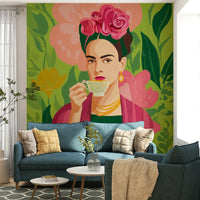 Eclectic room styled with Exotic Botanical Mexican mural, GD2131