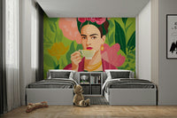 Tropical foliage and flowers surrounding Mexican muse, GD2131