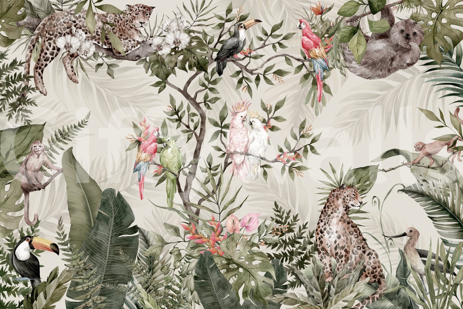 The style is a soft-focus illustration or a painterly design.

