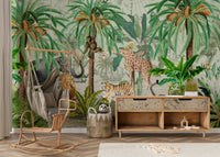 Stunning jungle-inspired exotic wall mural

