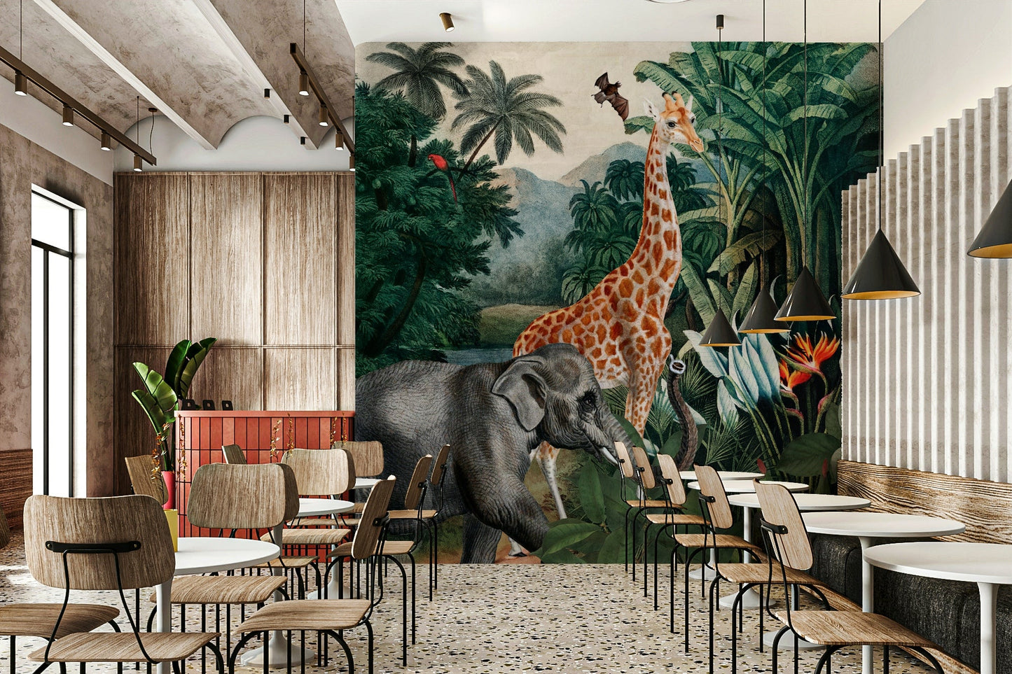 Beautiful tropical mural featuring lush Eden garden

