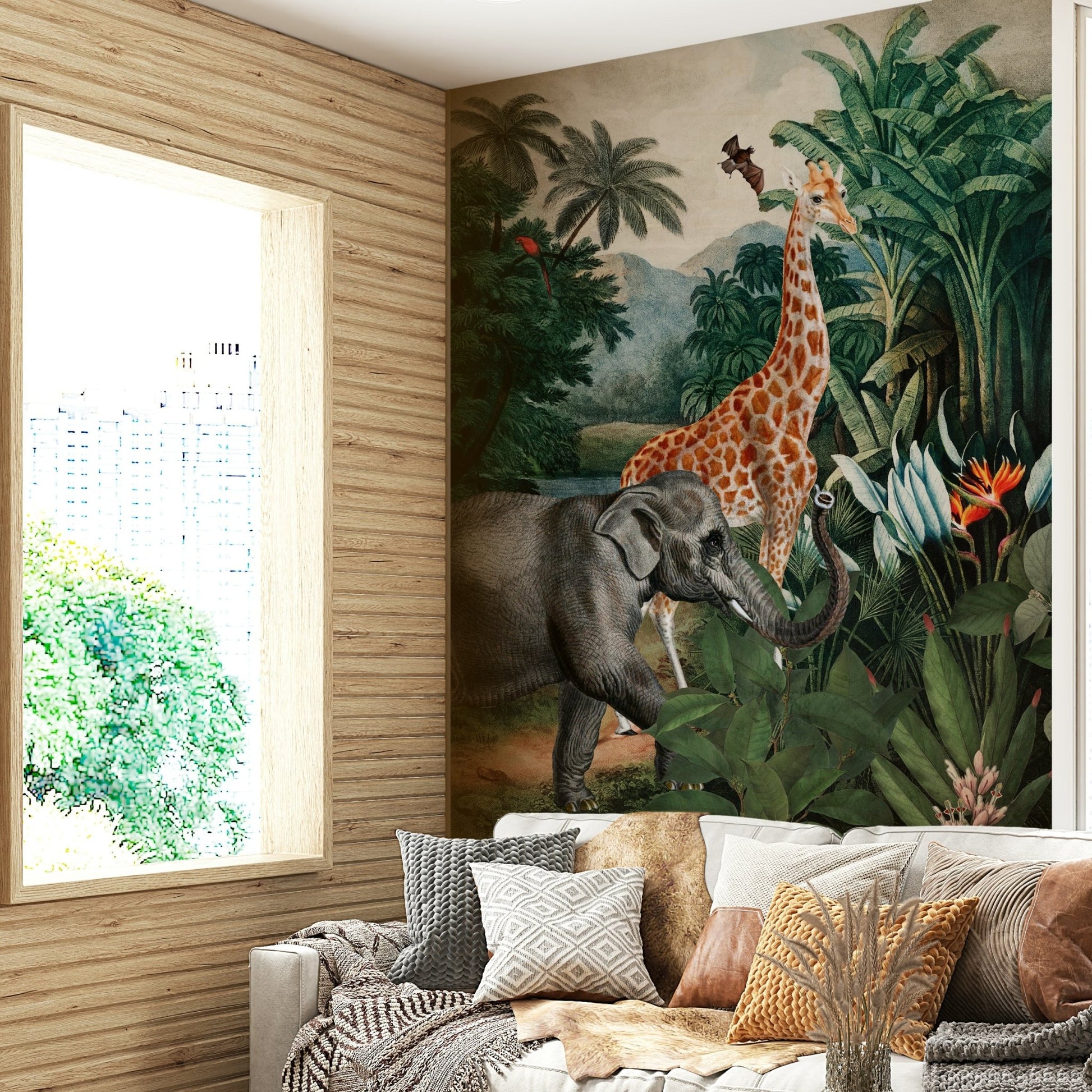 Tropical leaves and flowers in Exotic Eden wall art


