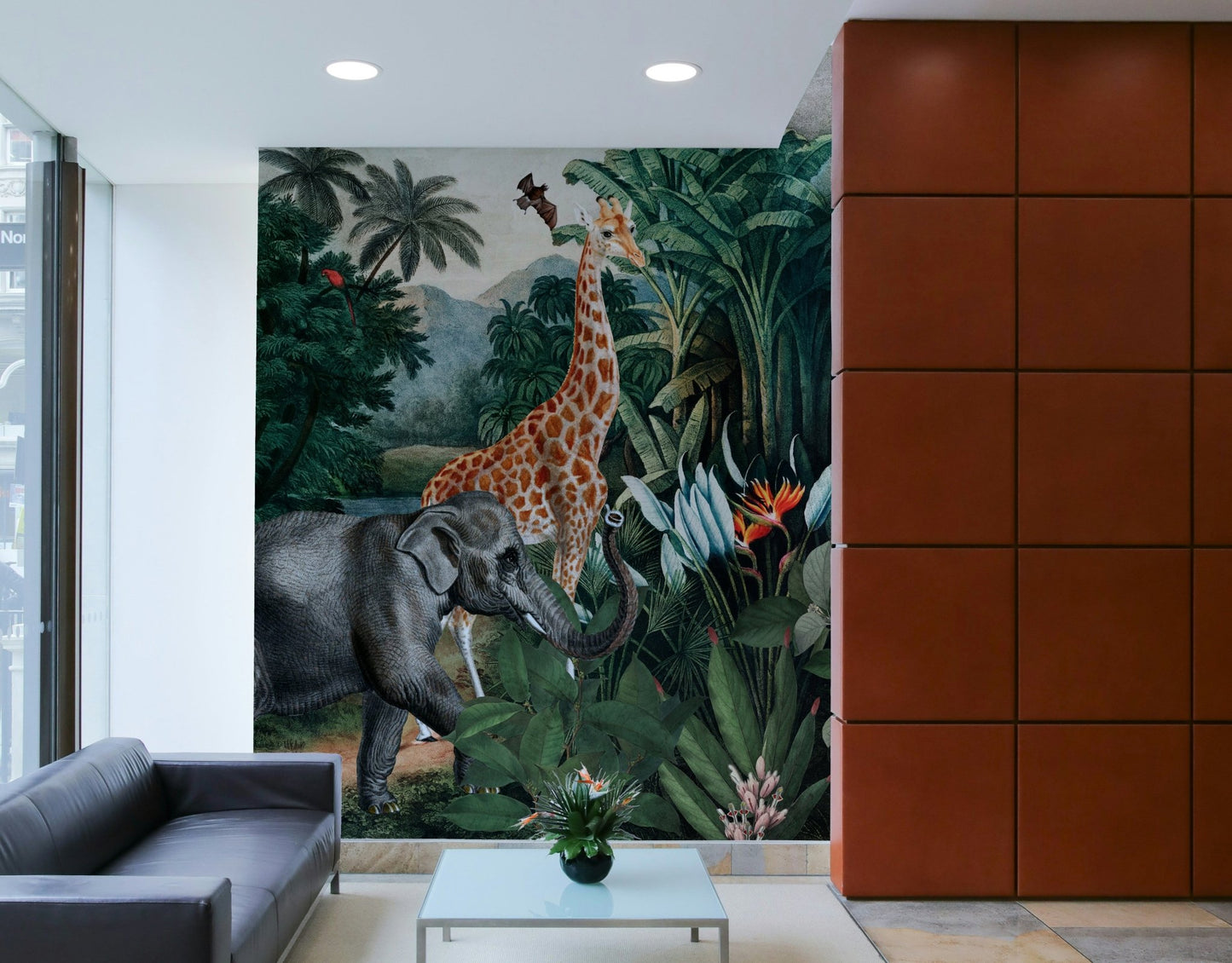 Colorful Exotic Eden mural bringing nature indoors

