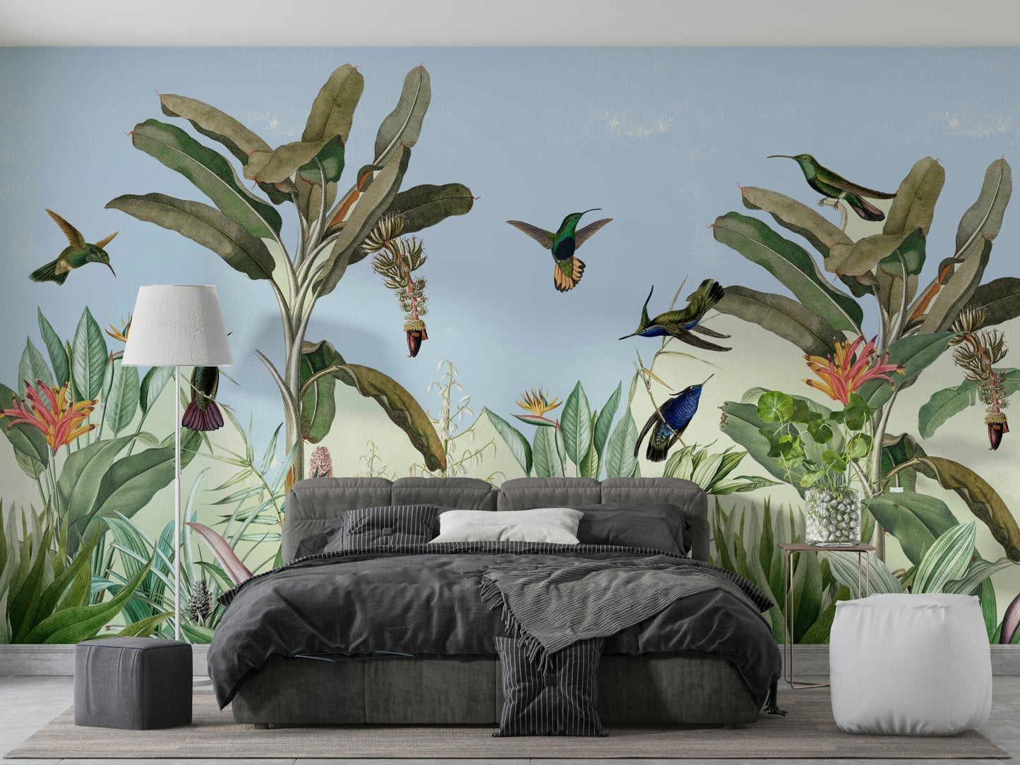 Large, dramatic leaves and bright blossoms.

