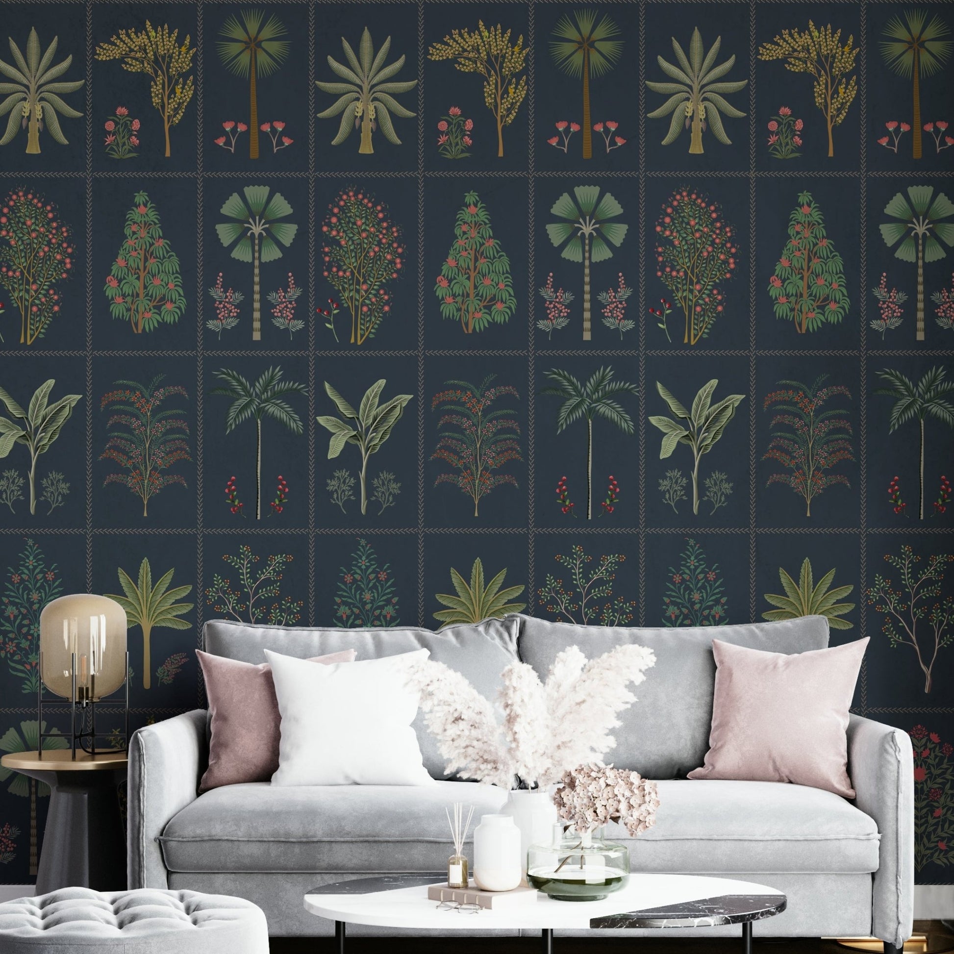 The color palette is muted, with shades of green, gray, and beige.
