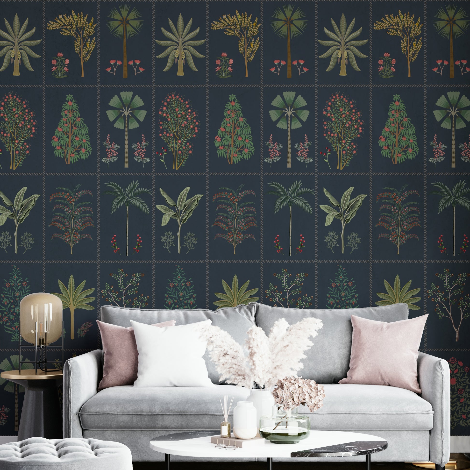 The color palette is muted, with shades of green, gray, and beige.
